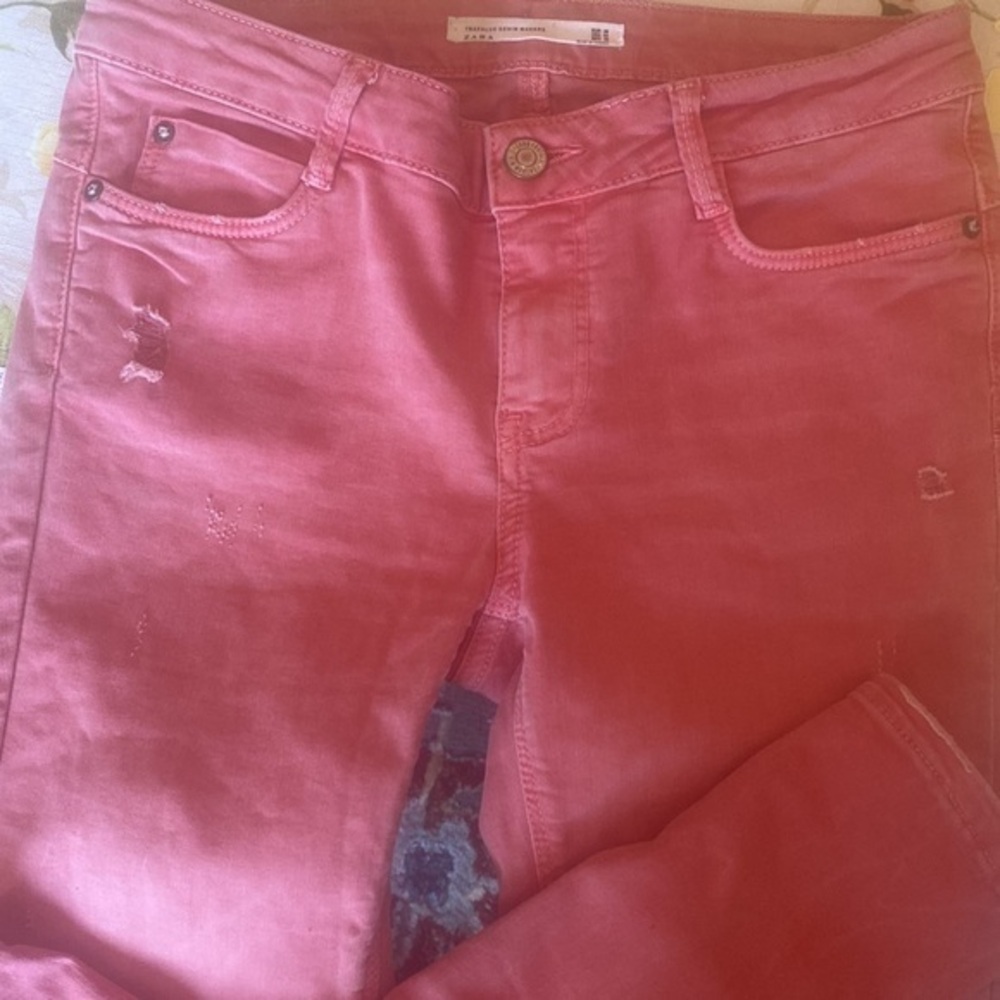 Zara stone washed jeans , light pink , size04, skinny